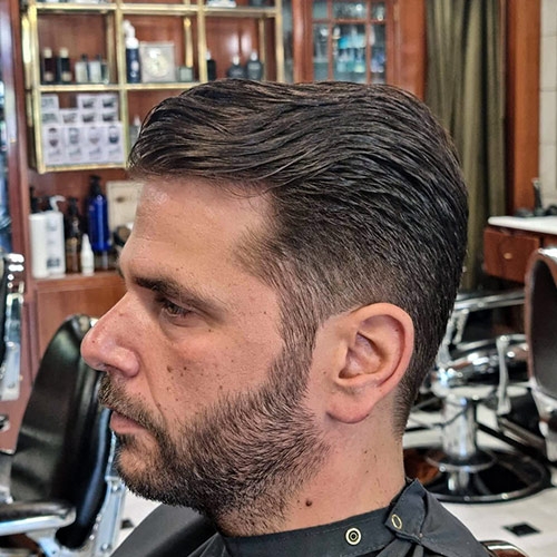 Pompadour haircut by Plastiras 1955 barbershop